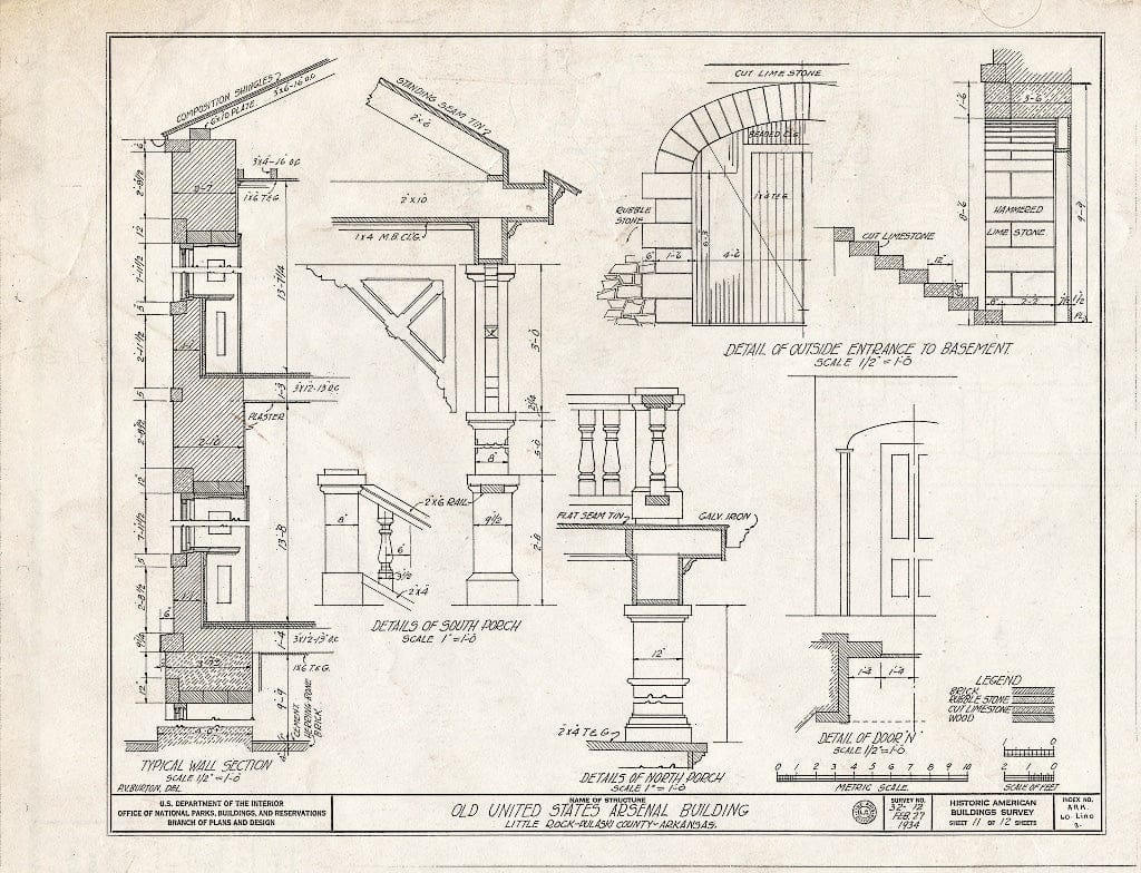 Blueprint HABS ARK,60-LIRO,3- (Sheet 11 of 12) - U.S. Arsenal Building, City Park, Little Rock, Pulaski County, AR
