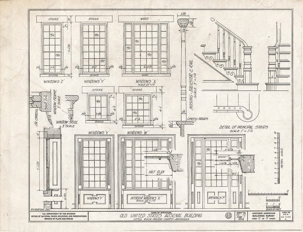 Blueprint HABS ARK,60-LIRO,3- (Sheet 12 of 12) - U.S. Arsenal Building, City Park, Little Rock, Pulaski County, AR