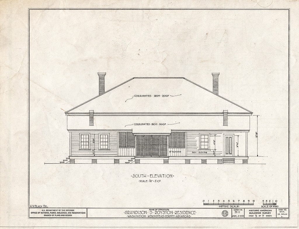 Blueprint HABS ARK,29-WASH,6- (Sheet 3 of 7) - Grandison D. Royston House, State Highway 4, Washington, Hempstead County, AR
