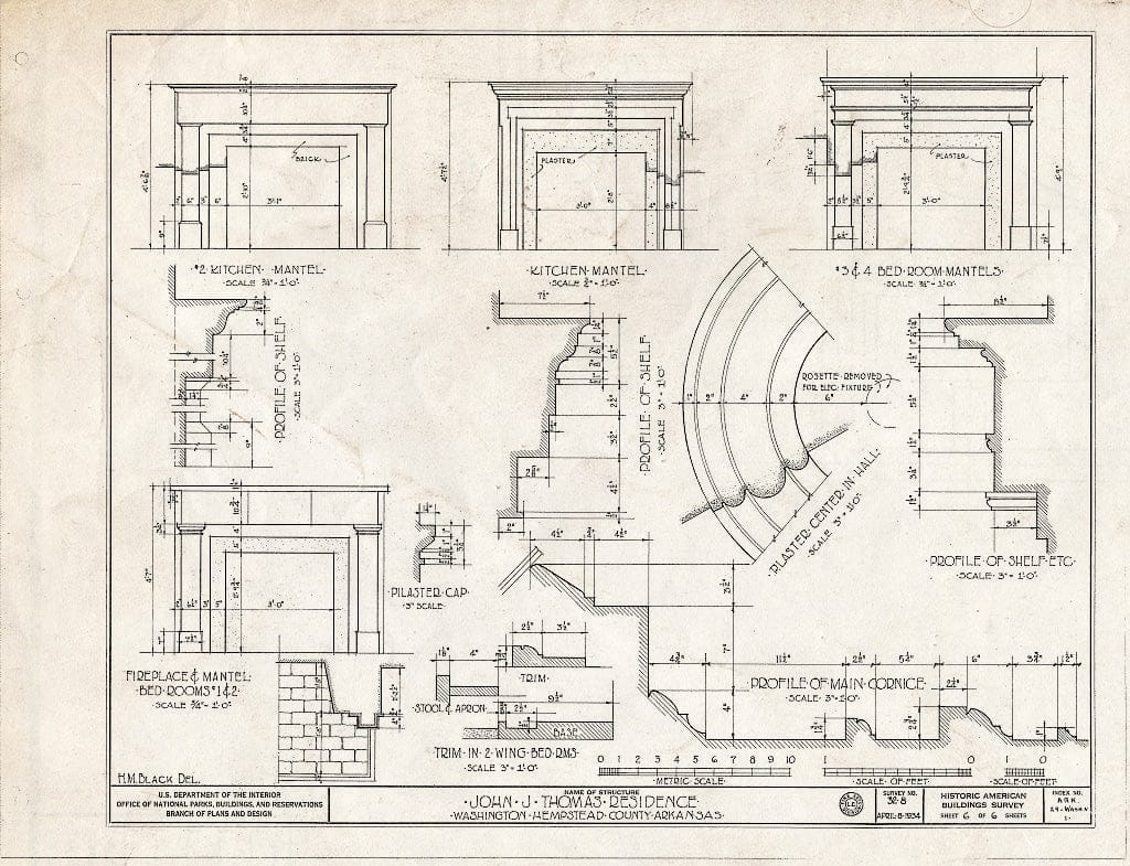 Blueprint HABS ARK,29-WASH.V,1- (Sheet 6 of 6) - John T. Thomas House, Old Military Road, Washington, Hempstead County, AR