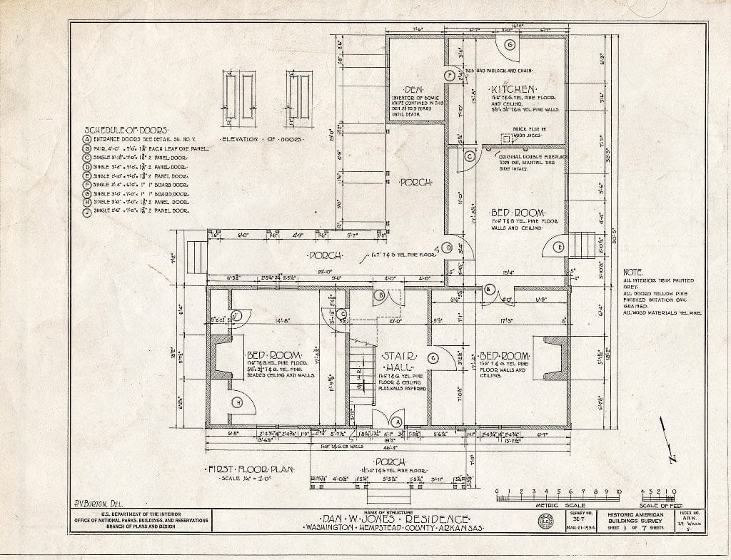 Blueprint HABS ARK,29-WASH,5- (Sheet 1 of 7) - Dan W. Jones House, Washington, Hempstead County, AR