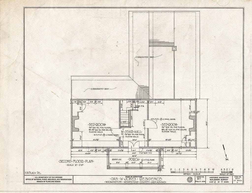 Blueprint HABS ARK,29-WASH,5- (Sheet 2 of 7) - Dan W. Jones House, Washington, Hempstead County, AR