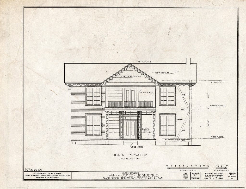 Blueprint HABS ARK,29-WASH,5- (Sheet 3 of 7) - Dan W. Jones House, Washington, Hempstead County, AR
