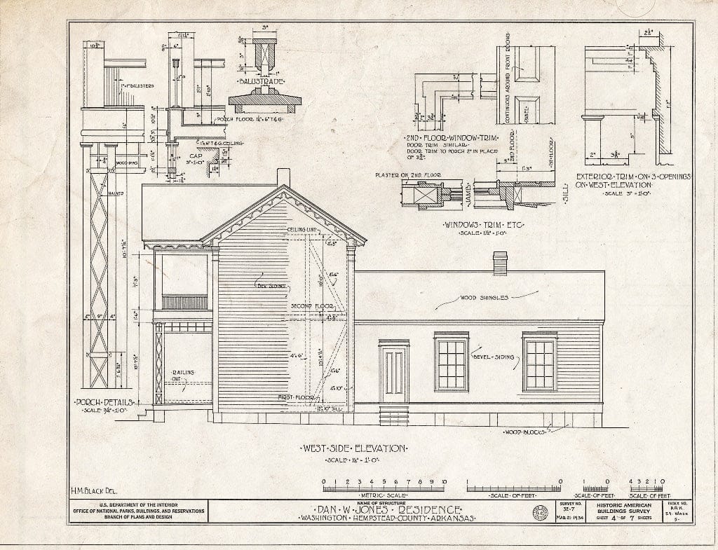 Blueprint HABS ARK,29-WASH,5- (Sheet 4 of 7) - Dan W. Jones House, Washington, Hempstead County, AR