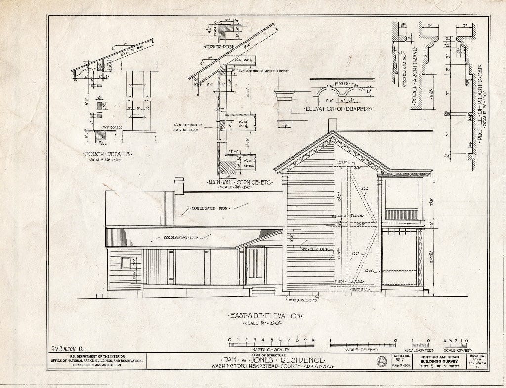 Blueprint HABS ARK,29-WASH,5- (Sheet 5 of 7) - Dan W. Jones House, Washington, Hempstead County, AR