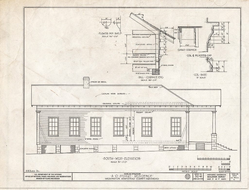Blueprint HABS ARK,29-WASH,4- (Sheet 3 of 5) - A. O. Stuart House, Washington, Hempstead County, AR