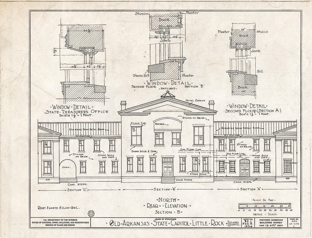 Blueprint HABS ARK,60-LIRO,1- (Sheet 18 of 27) - Old State Capitol Building, Markham & Center Streets, Little Rock, Pulaski County, AR