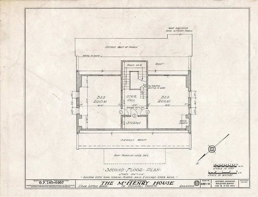 Blueprint HABS ARK,60-,1- (Sheet 2 of 11) - McHenry House, Highway 70 Vicinity, Little Rock, Pulaski County, AR