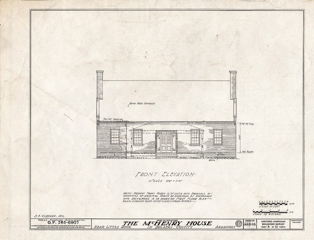 Blueprint HABS ARK,60-,1- (Sheet 3 of 11) - McHenry House, Highway 70 Vicinity, Little Rock, Pulaski County, AR