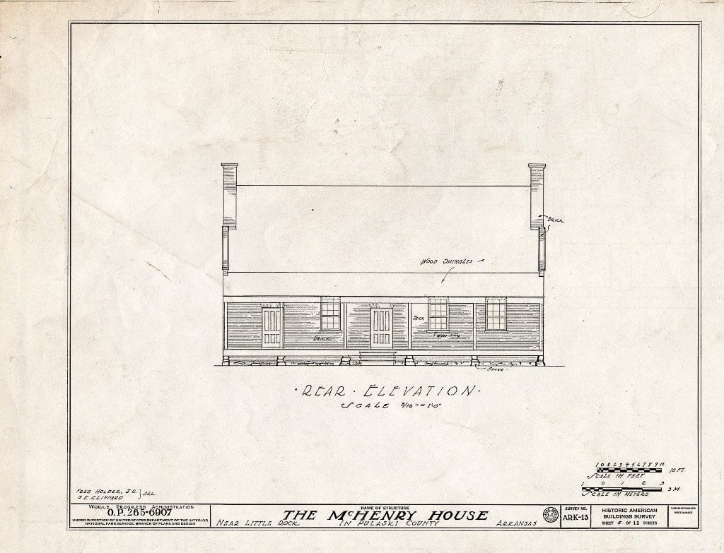 Blueprint HABS ARK,60-,1- (Sheet 5 of 11) - McHenry House, Highway 70 Vicinity, Little Rock, Pulaski County, AR