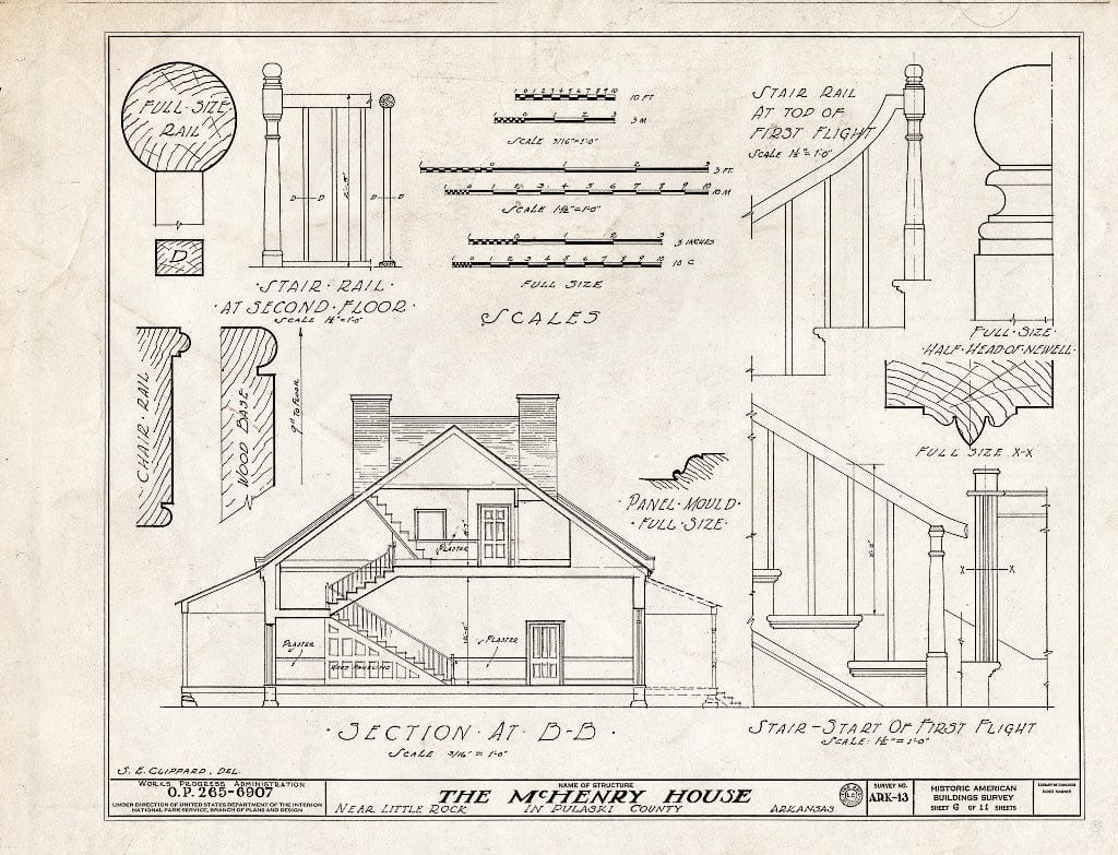Blueprint HABS ARK,60-,1- (Sheet 6 of 11) - McHenry House, Highway 70 Vicinity, Little Rock, Pulaski County, AR