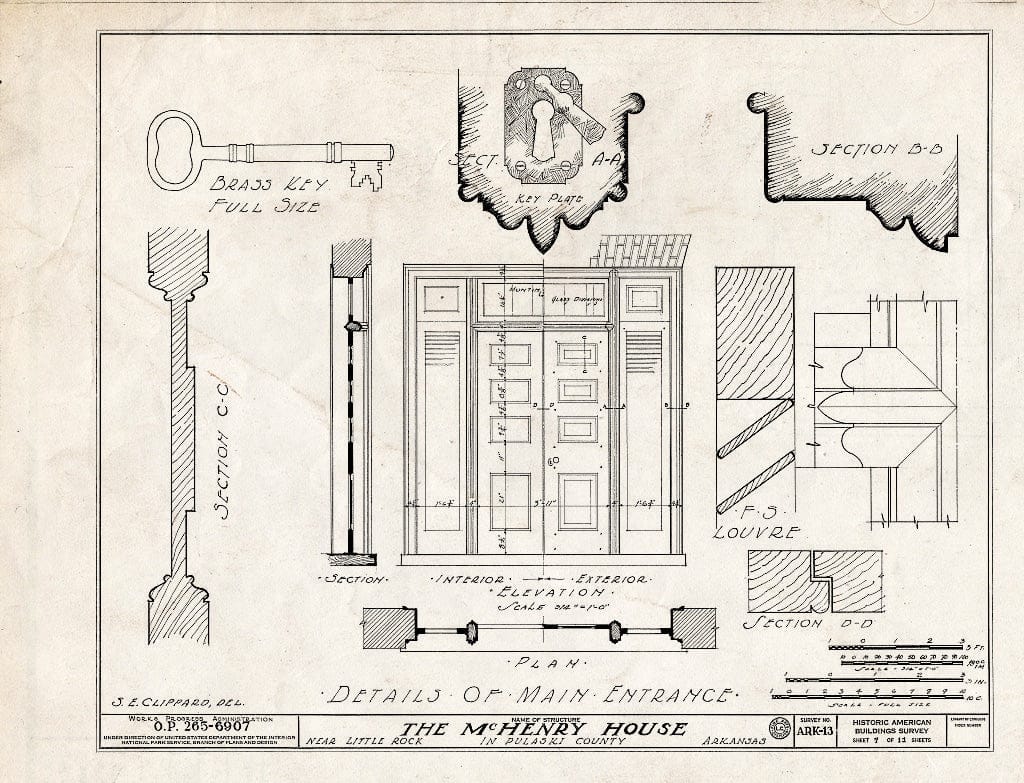 Blueprint HABS ARK,60-,1- (Sheet 7 of 11) - McHenry House, Highway 70 Vicinity, Little Rock, Pulaski County, AR