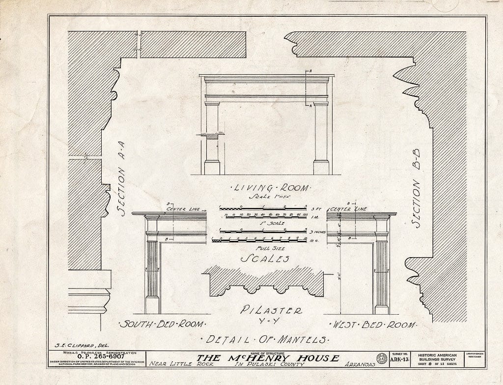 Blueprint HABS ARK,60-,1- (Sheet 8 of 11) - McHenry House, Highway 70 Vicinity, Little Rock, Pulaski County, AR