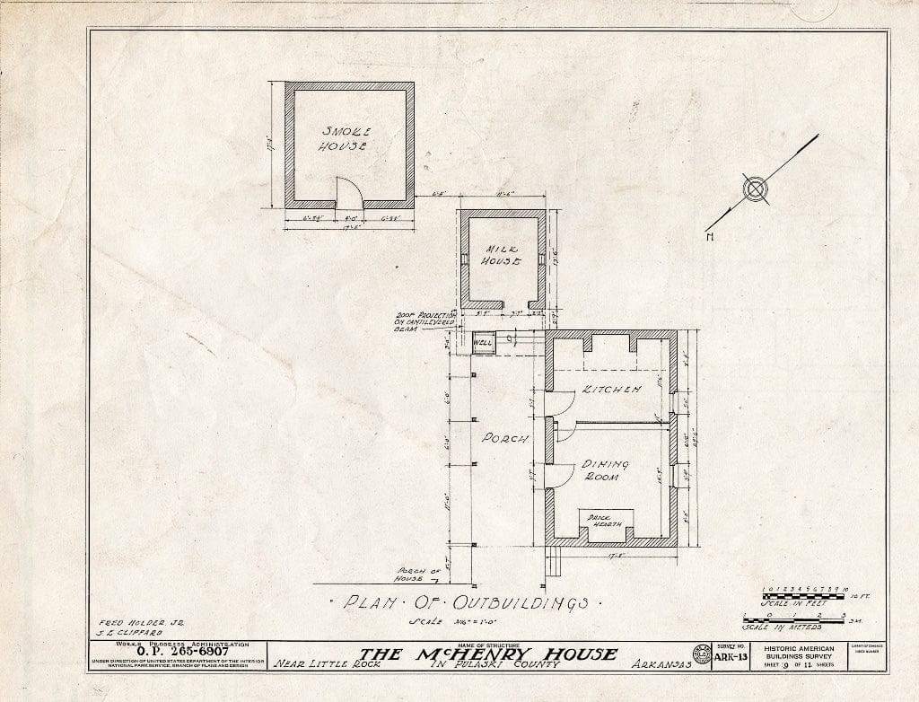 Blueprint HABS ARK,60-,1- (Sheet 9 of 11) - McHenry House, Highway 70 Vicinity, Little Rock, Pulaski County, AR