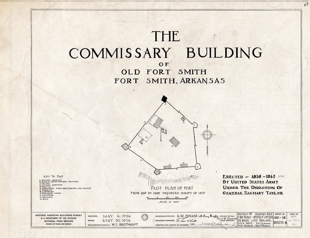 Blueprint HABS ARK,66-FOSM,1A- (Sheet 0 of 8) - Fort Smith, Commissary Building, 100 South Garrison Avenue, Fort Smith, Sebastian County, AR