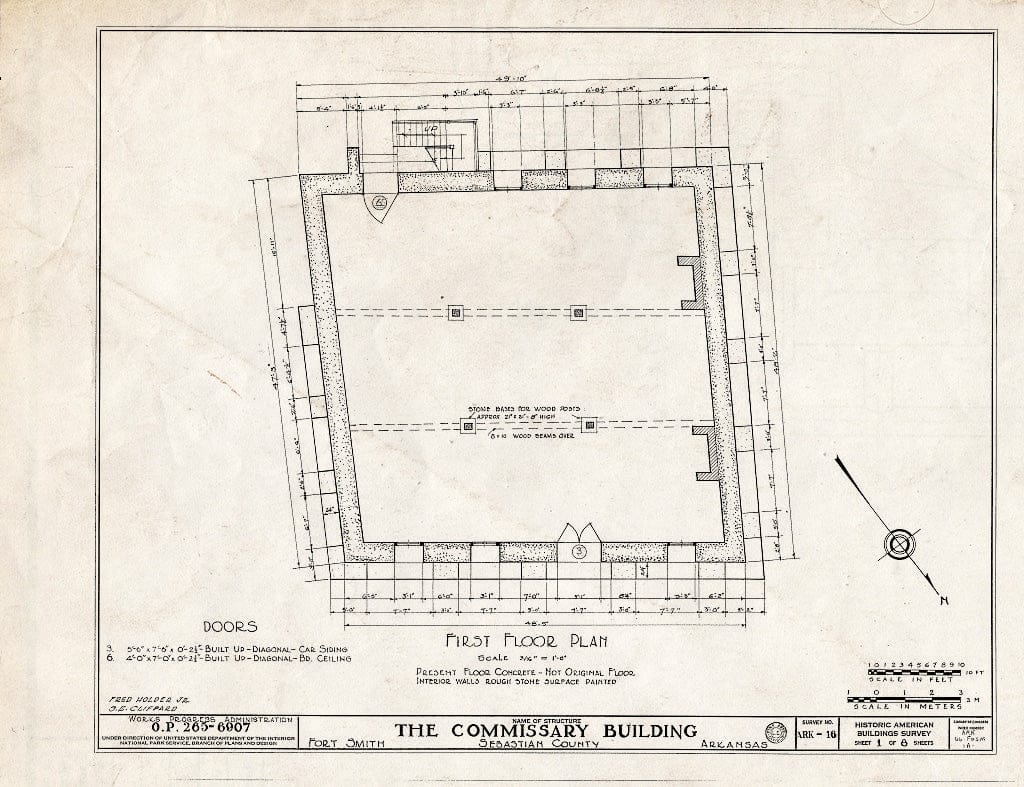 Blueprint HABS ARK,66-FOSM,1A- (Sheet 1 of 8) - Fort Smith, Commissary Building, 100 South Garrison Avenue, Fort Smith, Sebastian County, AR