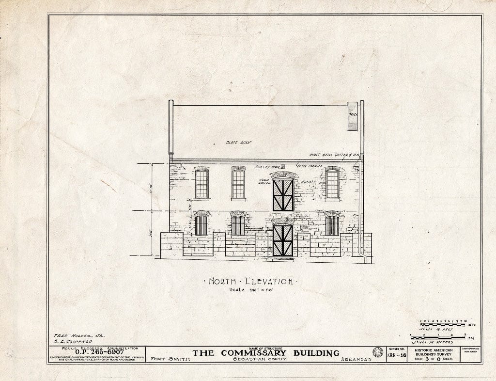 Blueprint HABS ARK,66-FOSM,1A- (Sheet 3 of 8) - Fort Smith, Commissary Building, 100 South Garrison Avenue, Fort Smith, Sebastian County, AR