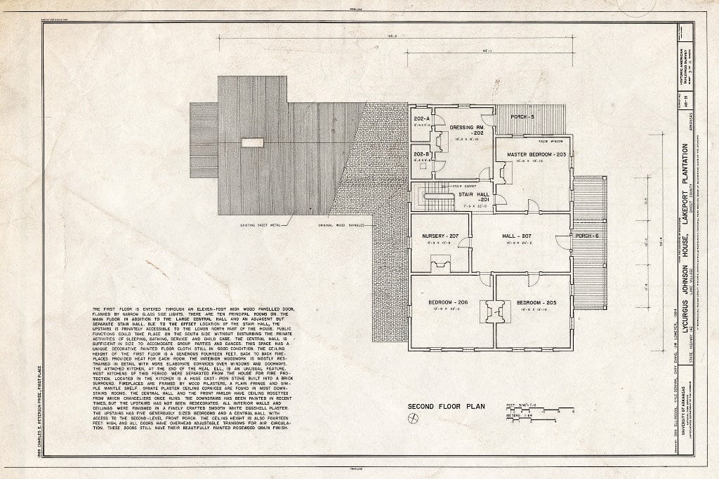 Blueprint HABS ARK,9-LAKVI,1- (Sheet 3 of 11) - Lycurgus Johnson House, State Highway 142, Lake Village, Chicot County, AR