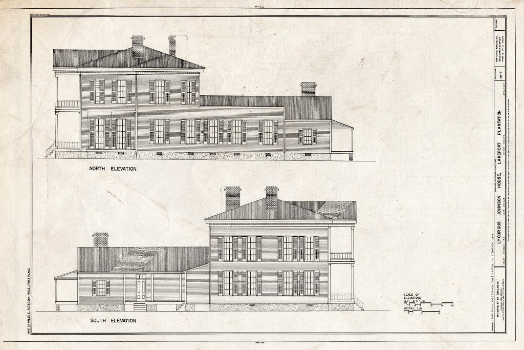 Blueprint HABS ARK,9-LAKVI,1- (Sheet 5 of 11) - Lycurgus Johnson House, State Highway 142, Lake Village, Chicot County, AR