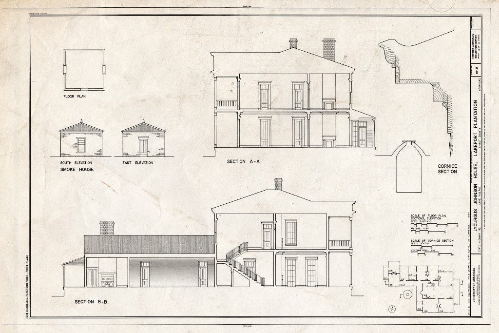 Blueprint HABS ARK,9-LAKVI,1- (Sheet 6 of 11) - Lycurgus Johnson House, State Highway 142, Lake Village, Chicot County, AR