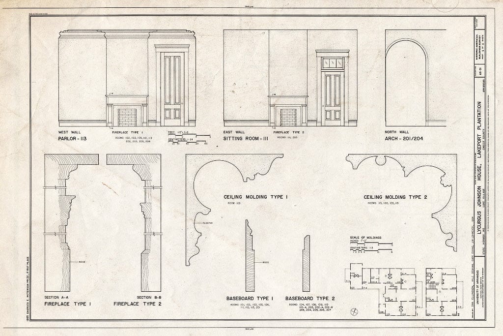Blueprint HABS ARK,9-LAKVI,1- (Sheet 9 of 11) - Lycurgus Johnson House, State Highway 142, Lake Village, Chicot County, AR
