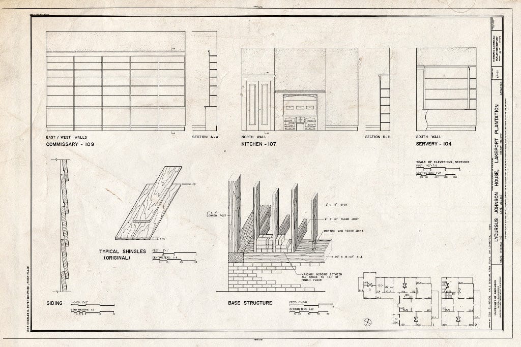 Blueprint HABS ARK,9-LAKVI,1- (Sheet 10 of 11) - Lycurgus Johnson House, State Highway 142, Lake Village, Chicot County, AR
