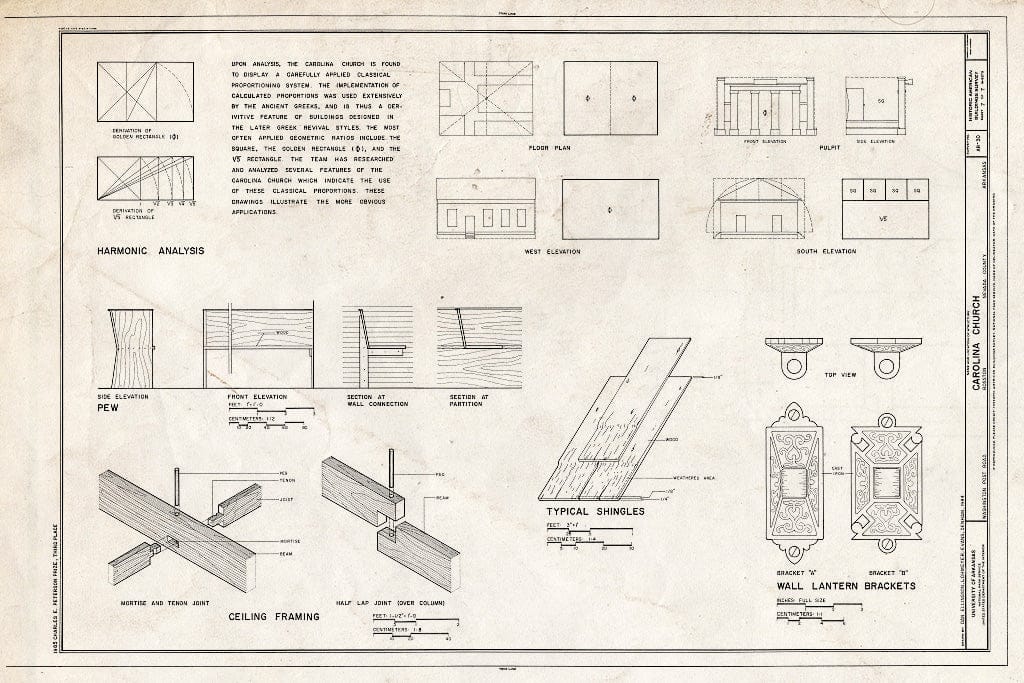 Blueprint HABS ARK,50-Ross,1- (Sheet 7 of 7) - Carolina United Methodist Church, Washington Post Road, Rosston, Nevada County, AR
