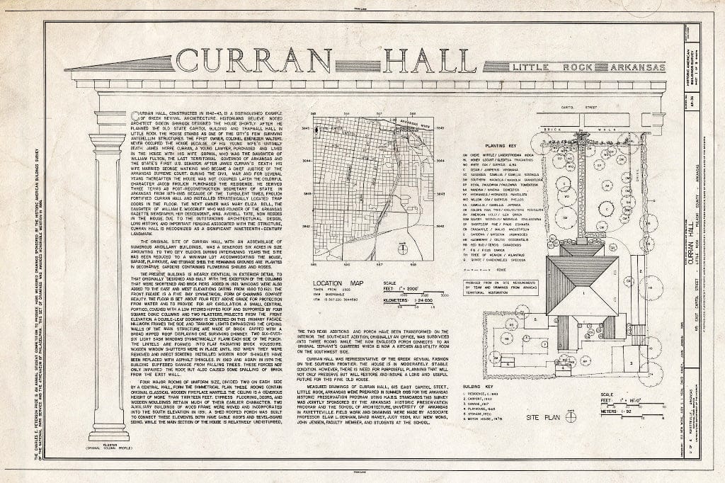 Blueprint HABS ARK,60-LIRO,8- (Sheet 1 of 9) - Curran Hall, 615 East Capitol Street, Little Rock, Pulaski County, AR