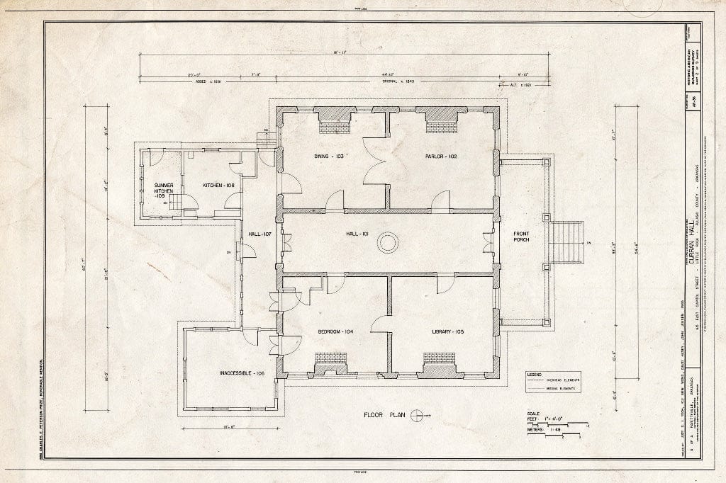 Blueprint HABS ARK,60-LIRO,8- (Sheet 2 of 9) - Curran Hall, 615 East Capitol Street, Little Rock, Pulaski County, AR