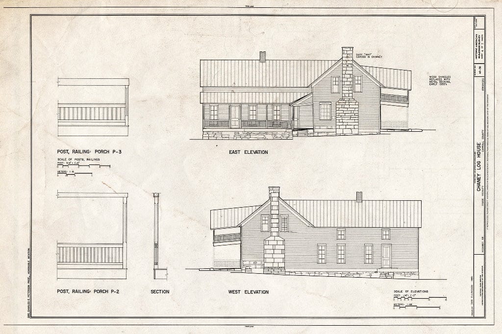 Blueprint HABS ARK,8-OSA.V,1- (Sheet 4 of 7) - Chaney Log House, Highway 68, North Side, Osage, Carroll County, AR
