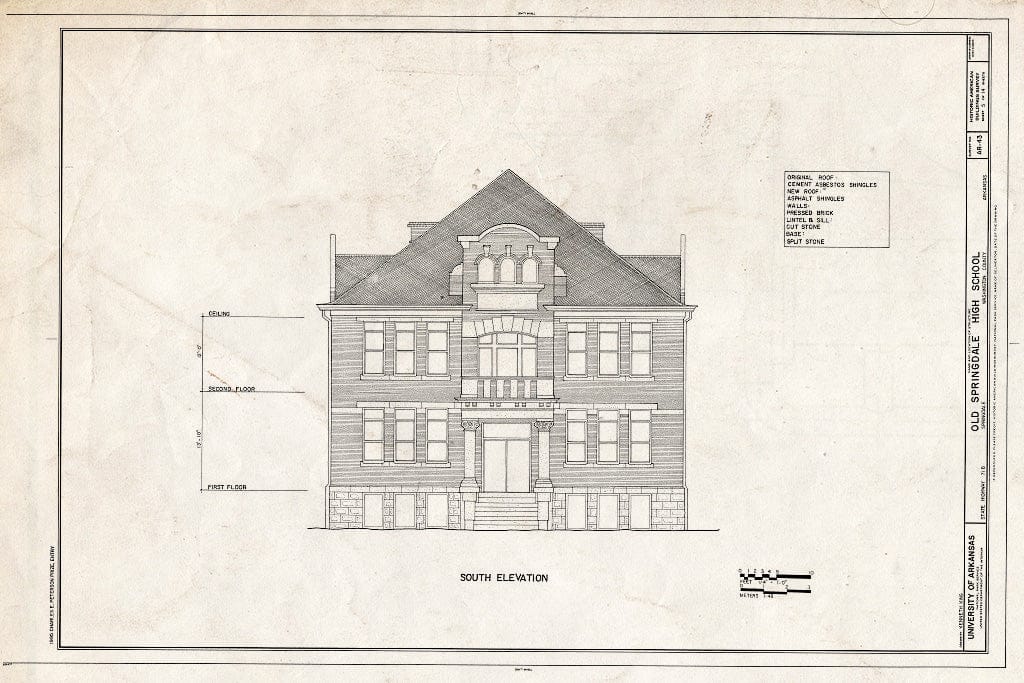 Blueprint HABS ARK,72-SPRIGD,2- (Sheet 5 of 14) - Old Springdale High School, U.S. Highway 71B, Springdale, Washington County, AR