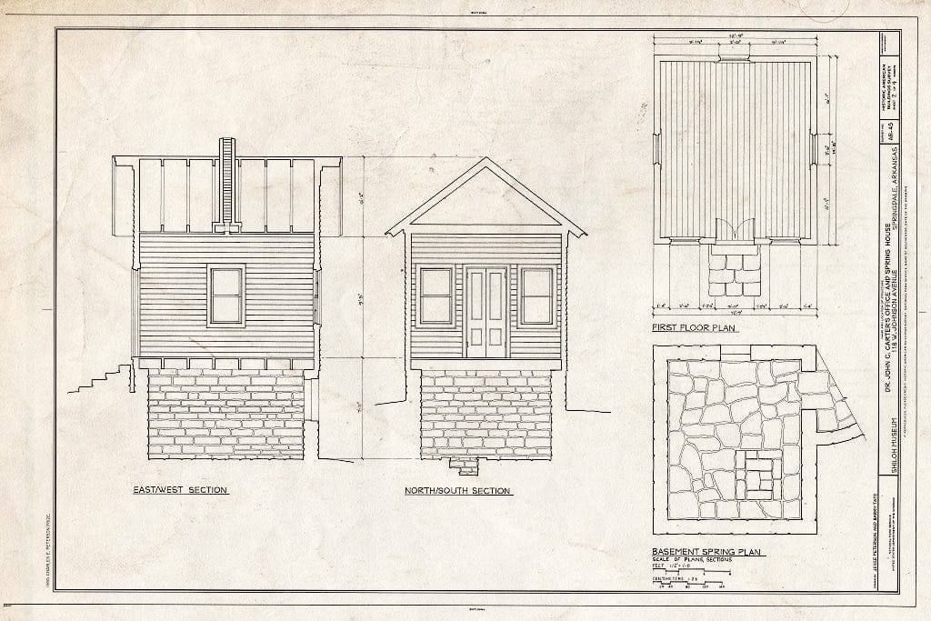Blueprint HABS ARK,72-SPRIGD,3- (Sheet 2 of 4) - Dr. John C. Carter's Office & Springhouse, 118 West Johnson Avenue, Springdale, Washington County, AR