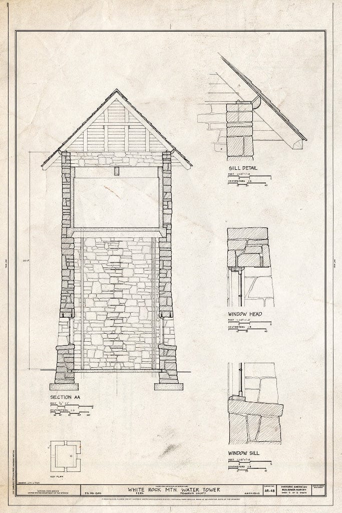 Blueprint HABS ARK,24-Fern,1- (Sheet 3 of 6) - White Rock Mountain Water Tower, Forest Service Road 1505, Fern, Franklin County, AR