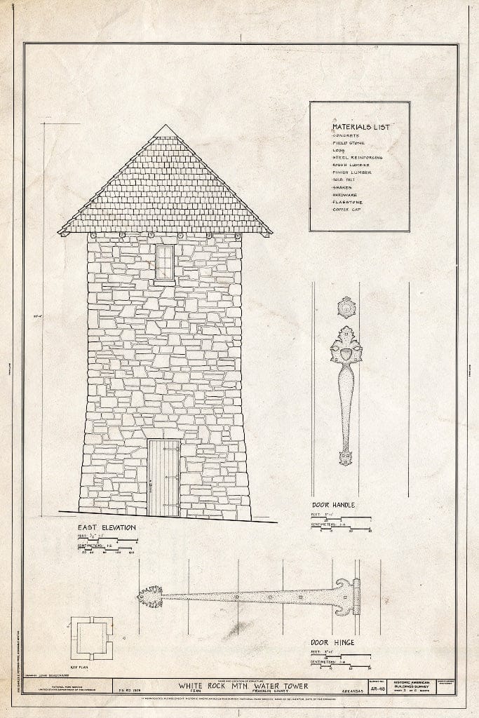 Blueprint HABS ARK,24-Fern,1- (Sheet 5 of 6) - White Rock Mountain Water Tower, Forest Service Road 1505, Fern, Franklin County, AR