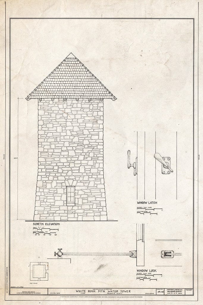 Blueprint HABS ARK,24-Fern,1- (Sheet 6 of 6) - White Rock Mountain Water Tower, Forest Service Road 1505, Fern, Franklin County, AR