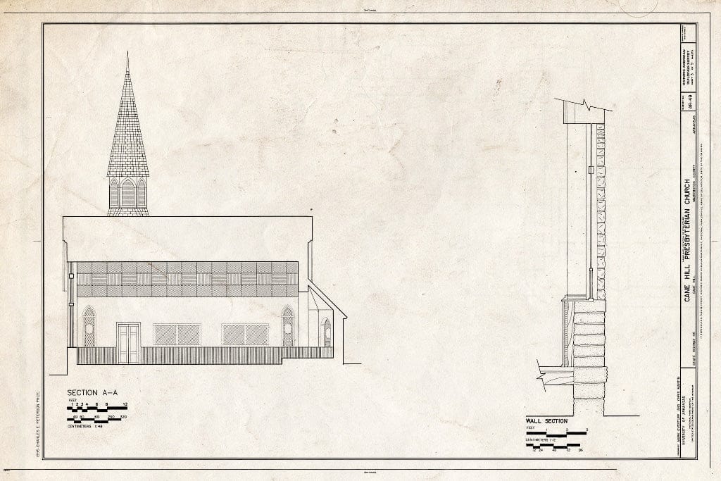 Blueprint HABS ARK,72-CAHIL,1- (Sheet 3 of 9) - Cane Hill Presbyterian Church, State Highway 45, Canehill, Washington County, AR