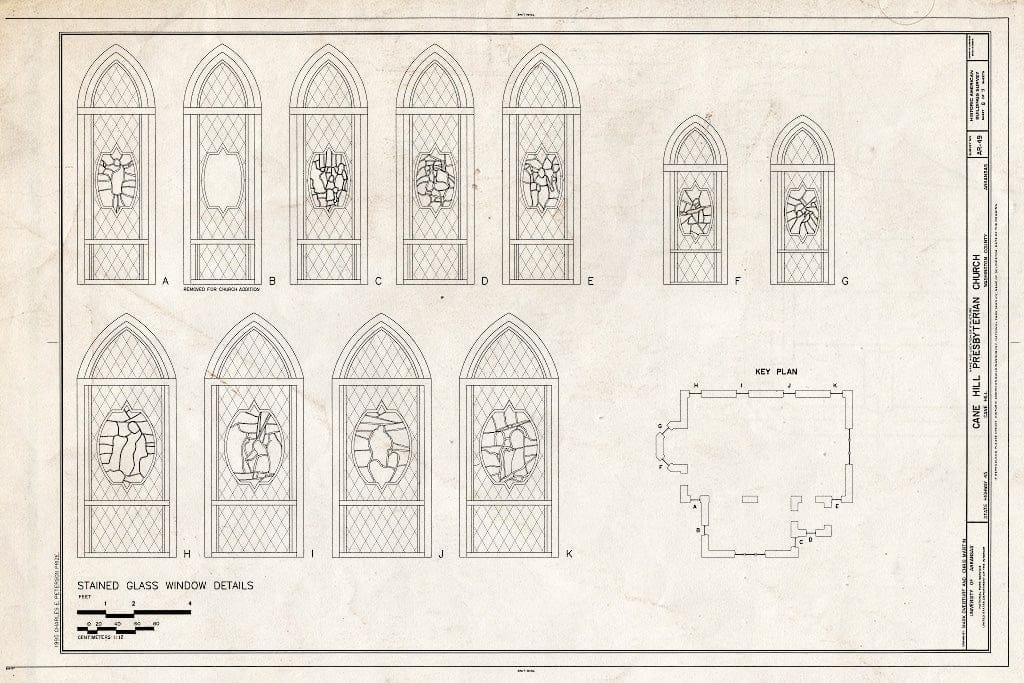 Blueprint HABS ARK,72-CAHIL,1- (Sheet 8 of 9) - Cane Hill Presbyterian Church, State Highway 45, Canehill, Washington County, AR
