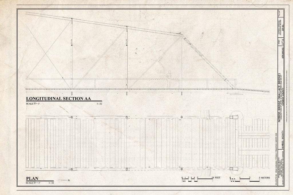 Blueprint Longitudinal Section AA, Plan - Nimrod Bridge, Spanning Fourche Lafave River at CR 18, Nimrod, Perry County, AR