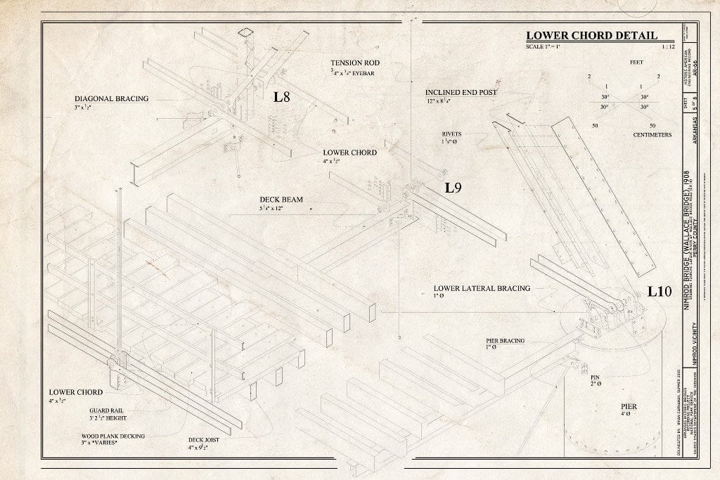 Blueprint Lower Chord Detail - Nimrod Bridge, Spanning Fourche Lafave River at CR 18, Nimrod, Perry County, AR