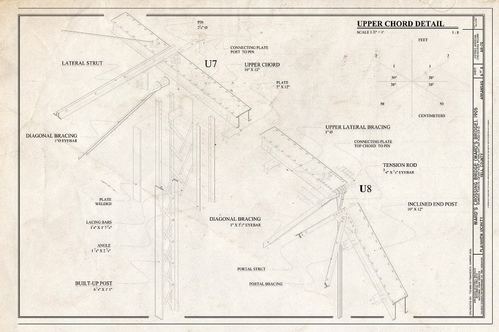 Blueprint Upper Chord Detail - Ward's Crossing Bridge, Spanning Fourche Lafave River at Sunlight Bay Road (CR 8), Plainview, Yell County, AR