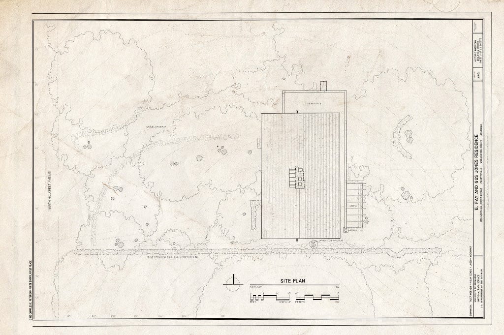 Blueprint Site Plan - E. Fay & Gus Jones House, 1330 North Hillcrest Avenue, Fayetteville, Washington County, AR