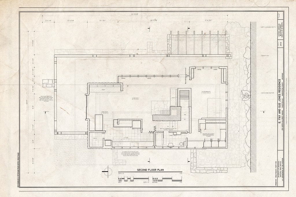Blueprint Second Floor Plan - E. Fay & Gus Jones House, 1330 North Hillcrest Avenue, Fayetteville, Washington County, AR