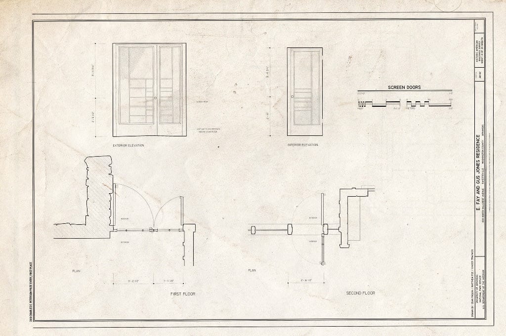 Blueprint Screen Doors - E. Fay & Gus Jones House, 1330 North Hillcrest Avenue, Fayetteville, Washington County, AR