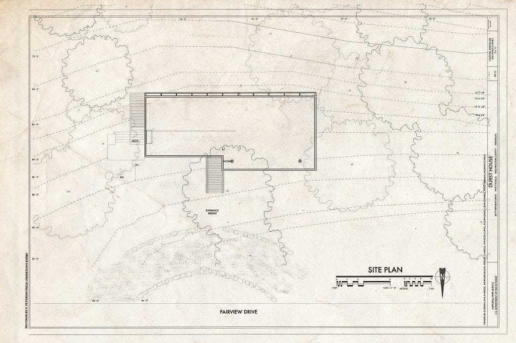 Blueprint Site Plan - Durst House, 857 Fairview Drive, Fayetteville, Washington County, AR