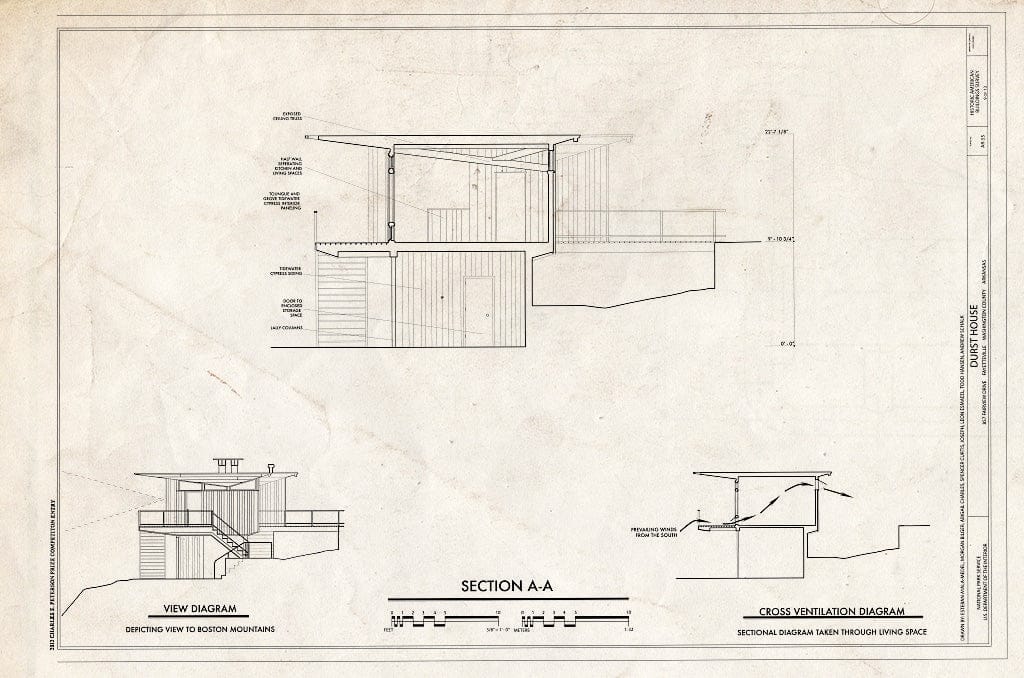 Blueprint Section - Durst House, 857 Fairview Drive, Fayetteville, Washington County, AR