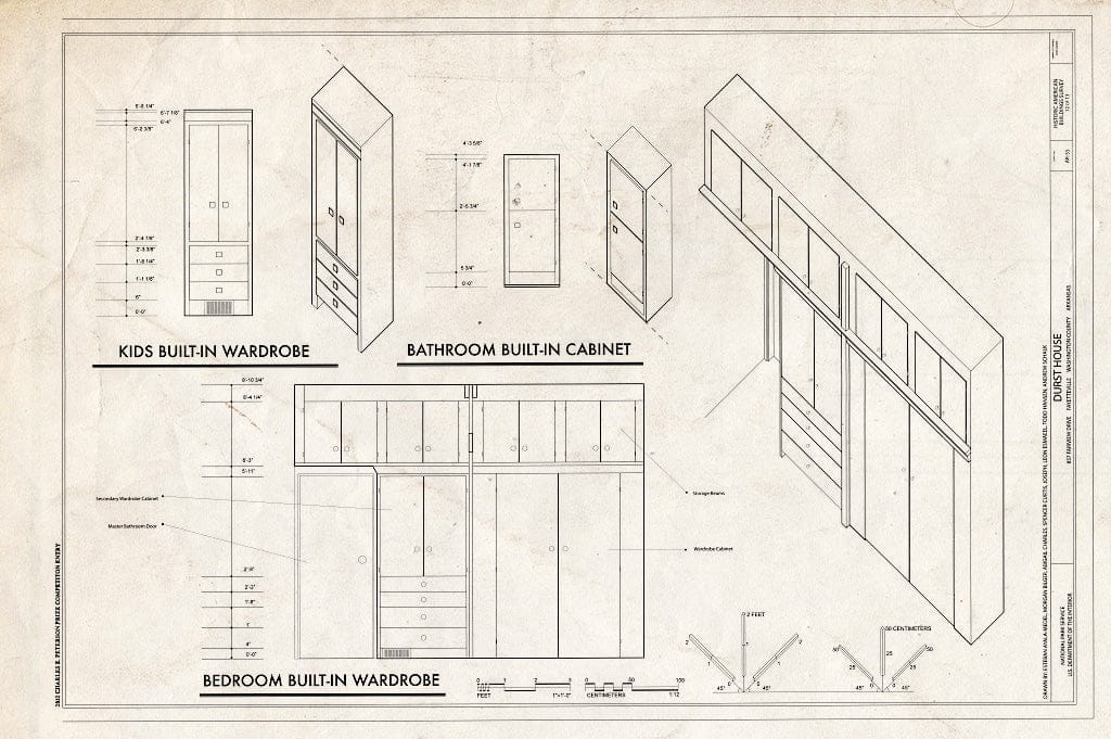 Blueprint Kids Built-in Wardrobe, Bathroom Built-in Cabinet, and Bedroom Built-in Wardrobe - Durst House, 857 Fairview Drive, Fayetteville, Washington County, AR