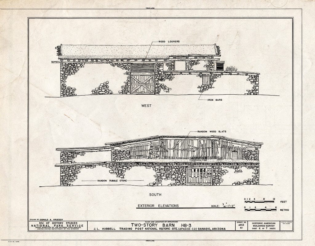 Blueprint HABS ARIZ,1-GANA,1C- (Sheet 6 of 7) - J. L. Hubbell Trading Post, Two-Story Barn, Navajo Indian Reservation, Near State Route 3, Ganado, Apache County, AZ