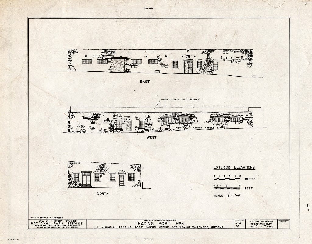 Blueprint HABS ARIZ,1-GANA,1A- (Sheet 3 of 7) - J. L. Hubbell Trading Post, HB-1, State Route 3 (Navajo Indian Reservation), Ganado, Apache County, AZ