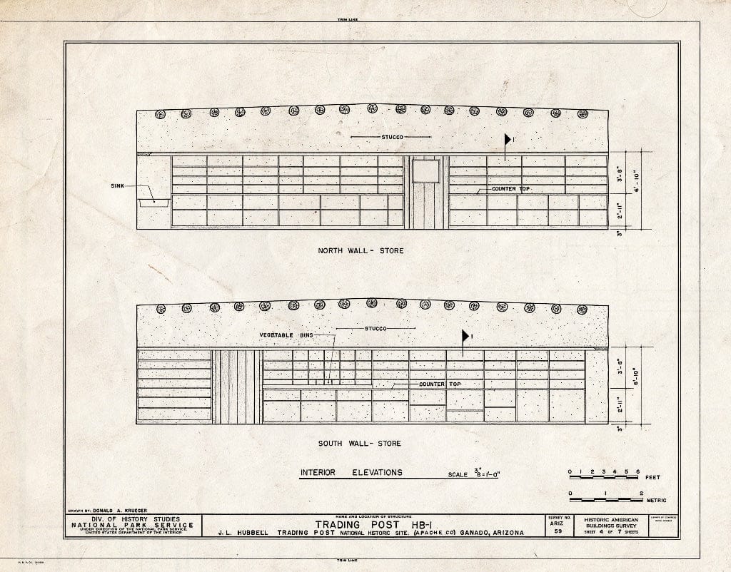 Blueprint HABS ARIZ,1-GANA,1A- (Sheet 4 of 7) - J. L. Hubbell Trading Post, HB-1, State Route 3 (Navajo Indian Reservation), Ganado, Apache County, AZ