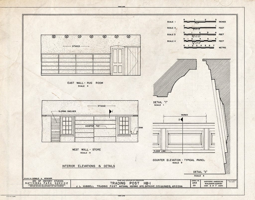 Blueprint HABS ARIZ,1-GANA,1A- (Sheet 5 of 7) - J. L. Hubbell Trading Post, HB-1, State Route 3 (Navajo Indian Reservation), Ganado, Apache County, AZ